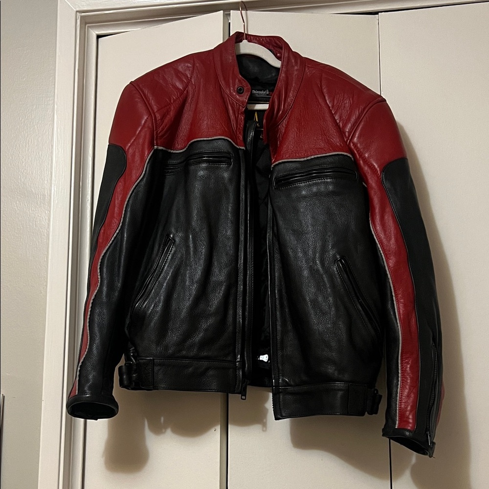 [International Male] Men's Red and Black Leather Jacket
